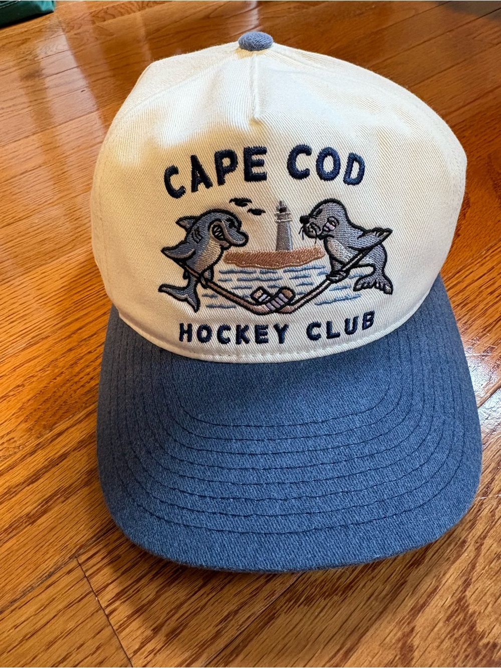 Cape Cod Hockey Club Embroidered White and Blue Trucker Hat